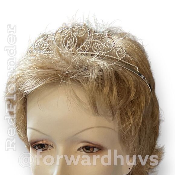 Silver Tone Rhinestone Embellished Fancy Tiara - Picture 4 of 11